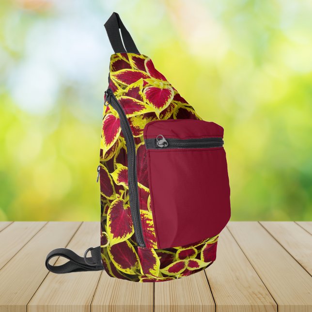 Colourful Coleus Plant Leaves Floral Sling Bag (In Situ)