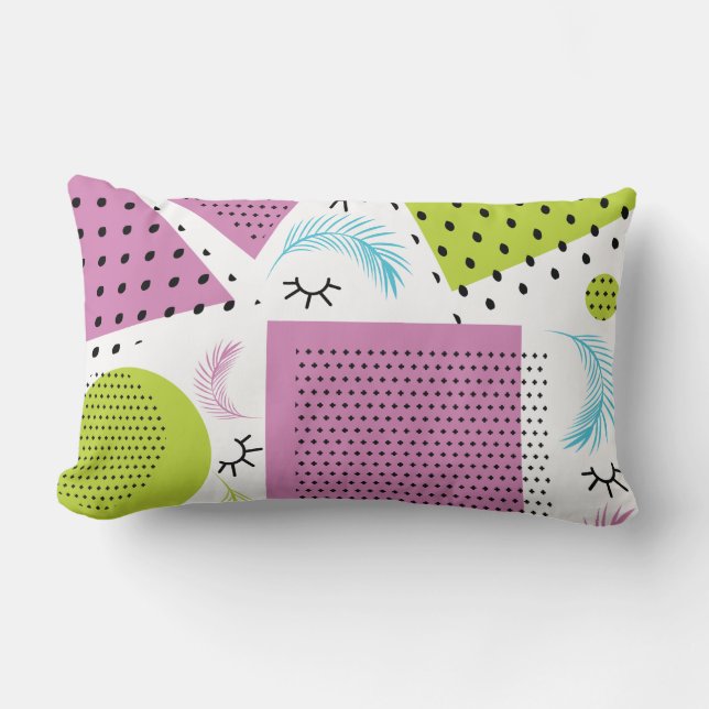 Colourful Collage Gemetrical Shapes Eyelashes Lumbar Cushion (Front)