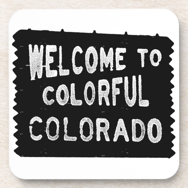 Colourful Colorado black welcome sign Coaster (Front)