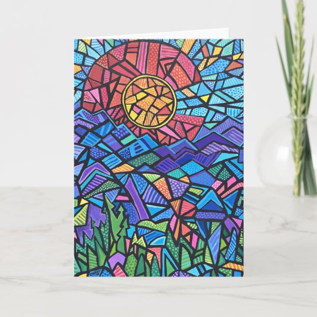 Colourful Colorado Flag and Mountain Landscape Card (Front)