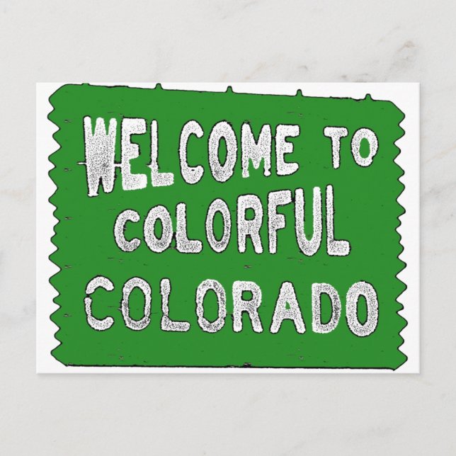 Colourful Colorado green welcome sign Postcard (Front)