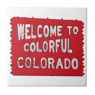 Colourful Colorado red welcome sign Tile