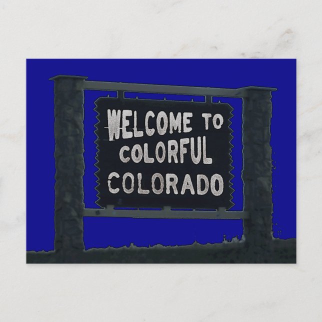 Colourful Colorado rustic welcome sign postcard (Front)