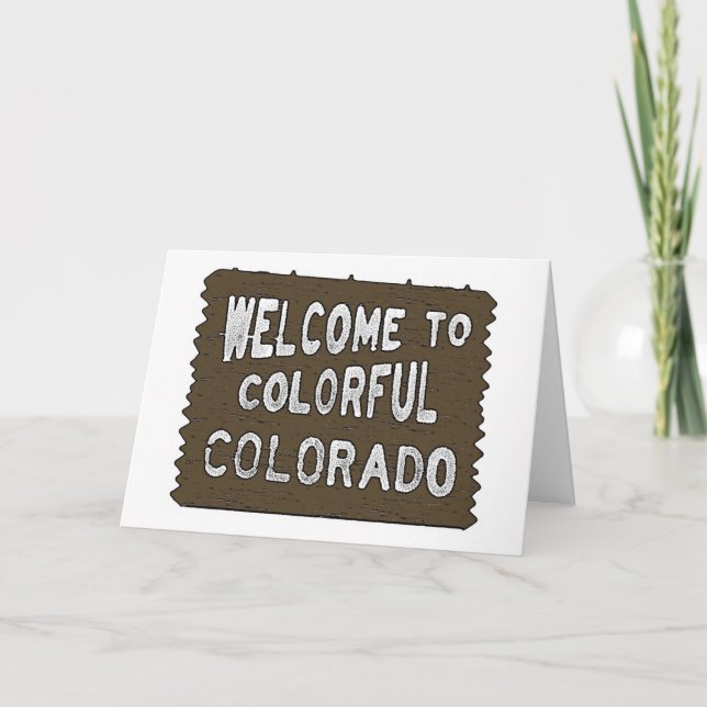 Colourful Colorado welcome sign custom cards (Front)