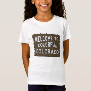 Colourful Colorado welcome sign girls tee