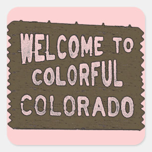Colourful Colorado welcome sign pink stickers