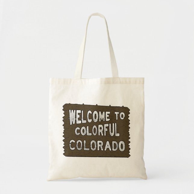Colourful Colorado welcome sign reusable bag (Front)