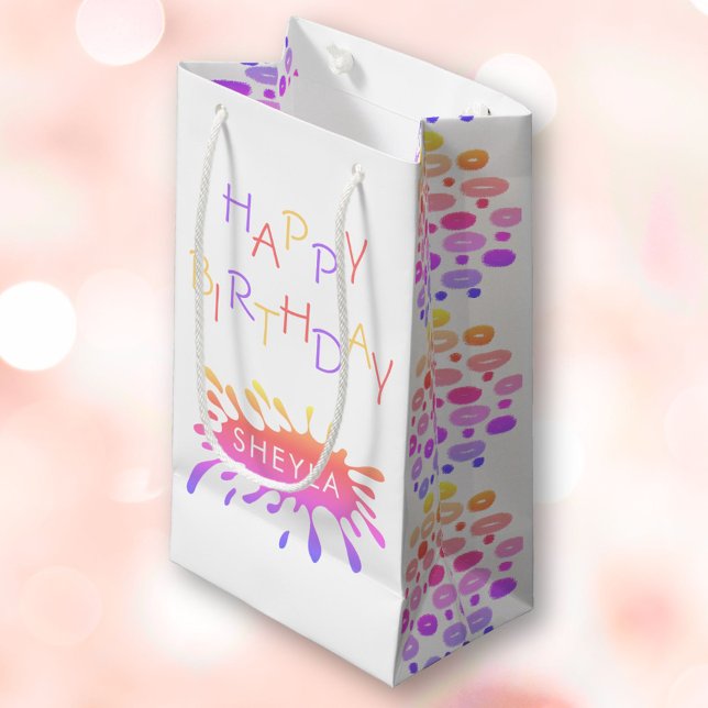 Colourful Colour Blop Girly Happy Birthday  Small Gift Bag (Creator Uploaded)