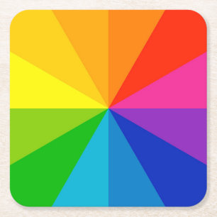 Colourful Colour Wheel Square Paper Coaster