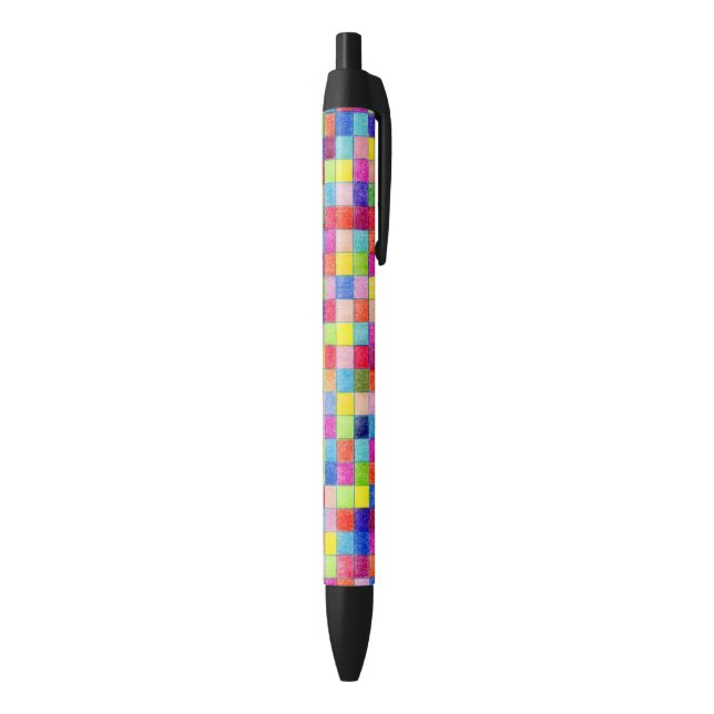 Colourful Coloured In Graph Paper Squares Pattern Black Ink Pen (Bottom (Vertical))