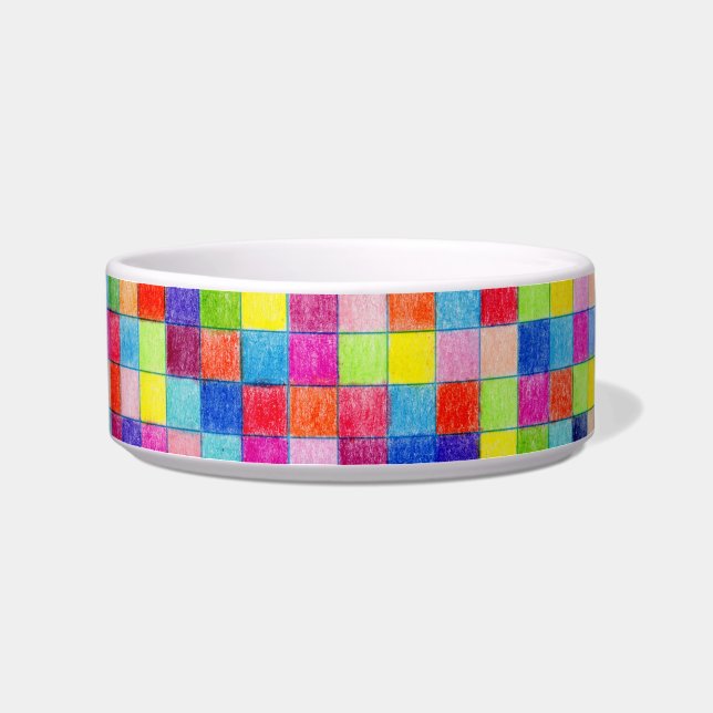 Colourful Coloured In Graph Paper Squares Pattern Bowl (Left)