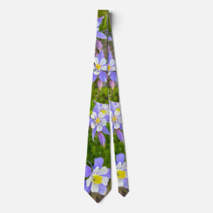 Colourful Columbine Flowers in Blue Yellow Violet Tie