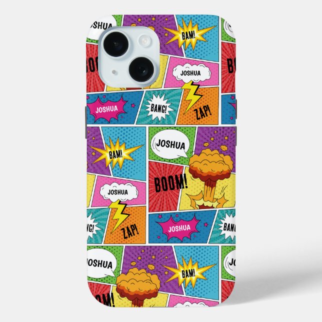 Colourful Comic Book Personalised Name Pop Art Case-Mate iPhone Case (Back)