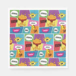 Colourful Comic Book Personalised Name Pop Art Napkin