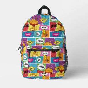 Colourful Comic Book Personalised Name Pop Art Printed Backpack