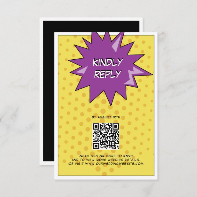 Colourful Comic Book Pop Art Wedding Enclosure Card (Front/Back)