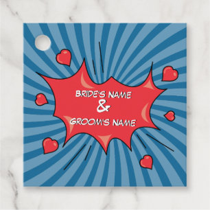 Colourful Comic Book Pop Art Wedding Gift Favour Tags