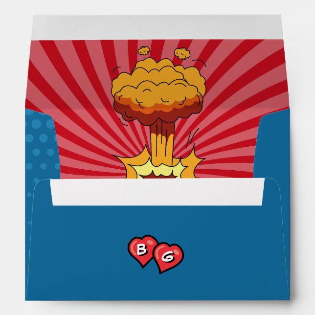 Colourful Comic Book Pop Art Wedding Invitation Envelope (Back (Bottom))