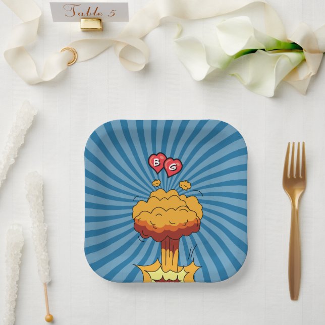 Colourful Comic Book Pop Art Wedding Paper Plate (Wedding)