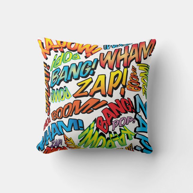 Colourful Comic Book Typography Modern Trendy Cool Cushion (Front)