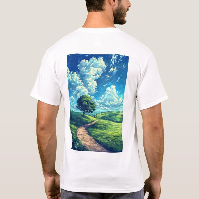 Colourful Comic Landscape Vector T-Shirt (Back)