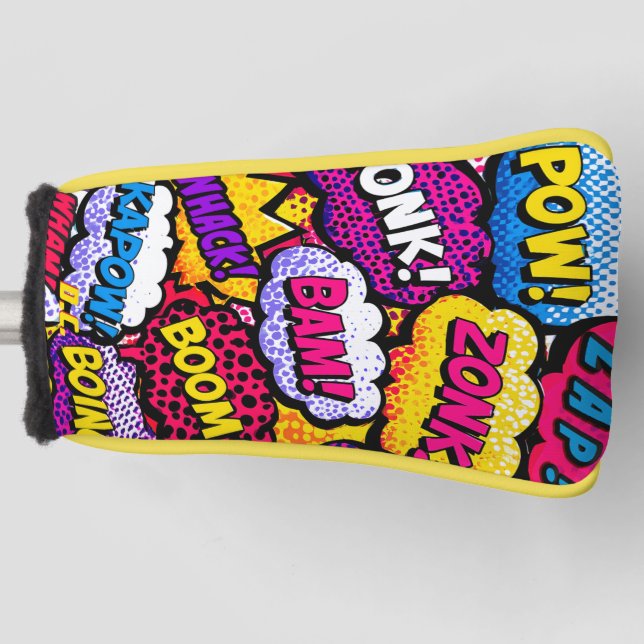 Colourful Comic Pop Art Graphic Bold Funny Putter Golf Head Cover (Front)