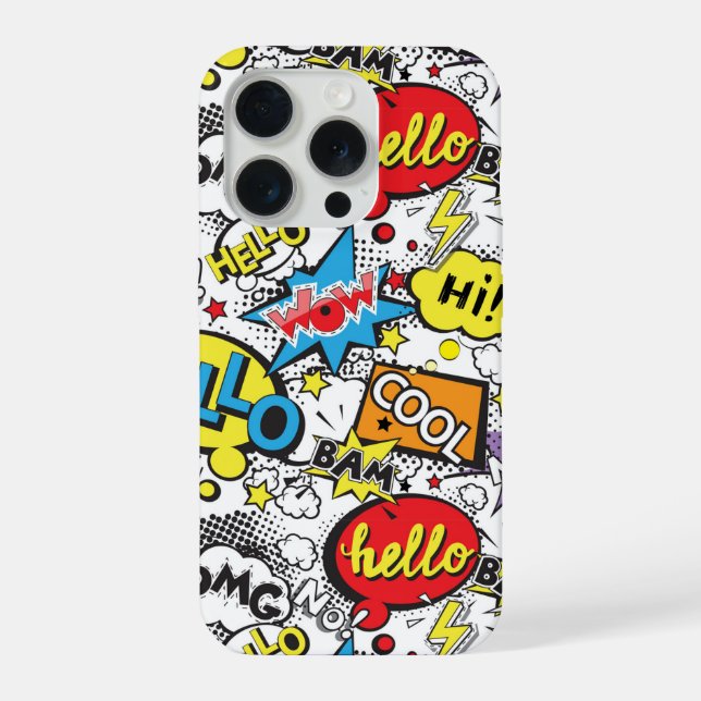 Colourful Comic Pop Art Speech Bubble Pattern iPhone Case (Back)