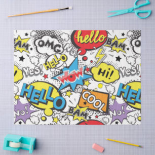 Colourful Comic Pop Art Speech Bubble Pattern Tissue Paper