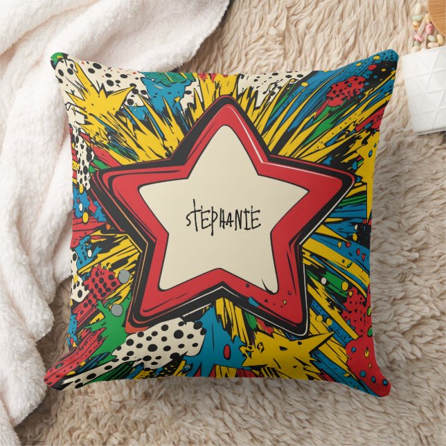 Colourful Comic Pop Art Starburst Explosion Cushion (Blanket)