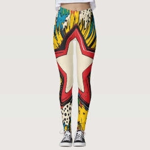 Colourful Comic Pop Art Starburst Explosion Leggings
