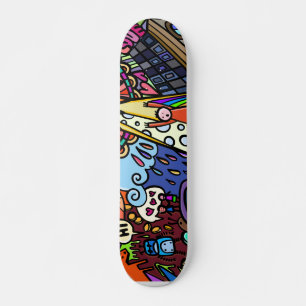 Colourful Comic Sketch Skateboard