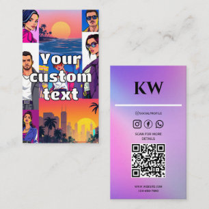 Colourful Comic Style   Customisable Photo & Text Business Card
