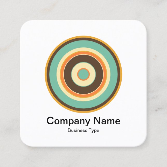 Colourful Concentric Circles 02 Square Business Card (Front)
