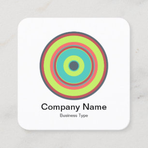 Colourful Concentric Circles 04 Square Business Card