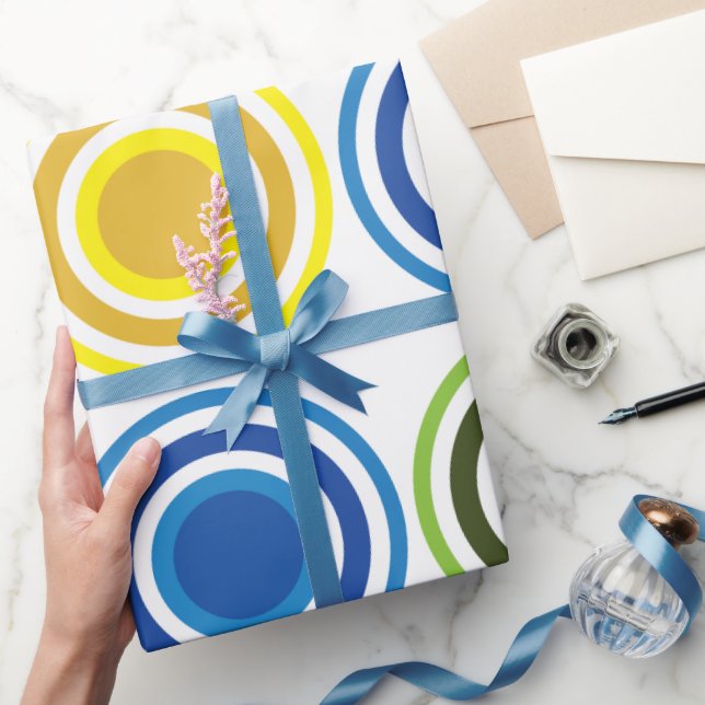 Colourful Concentric Circles Birthday Wrapping Paper (Gifting)