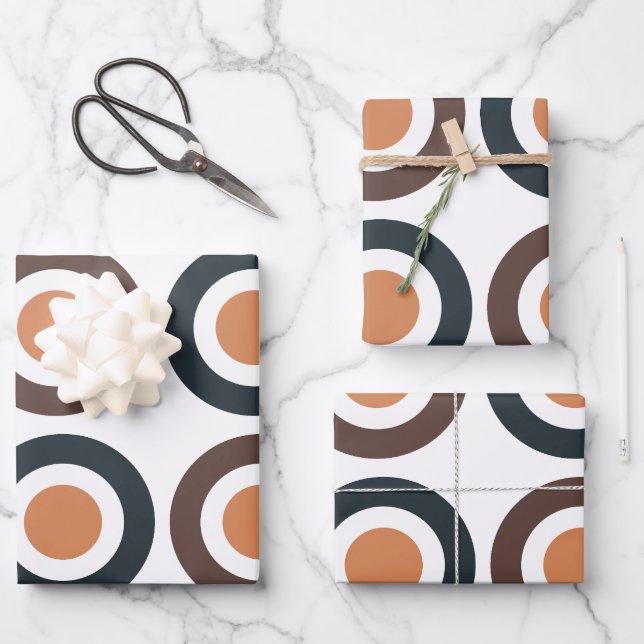 Colourful Concentric Circles Birthday Wrapping Paper Sheet (Front)