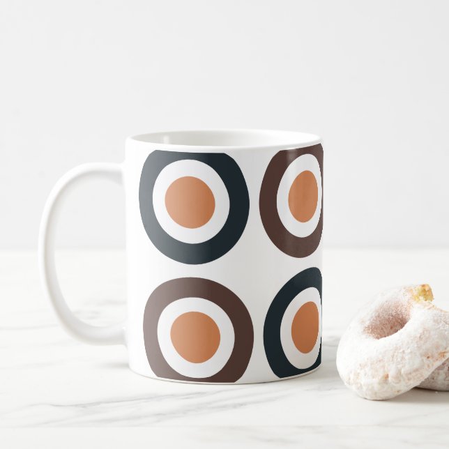 Colourful Concentric Circles  Coffee Mug (With Donut)