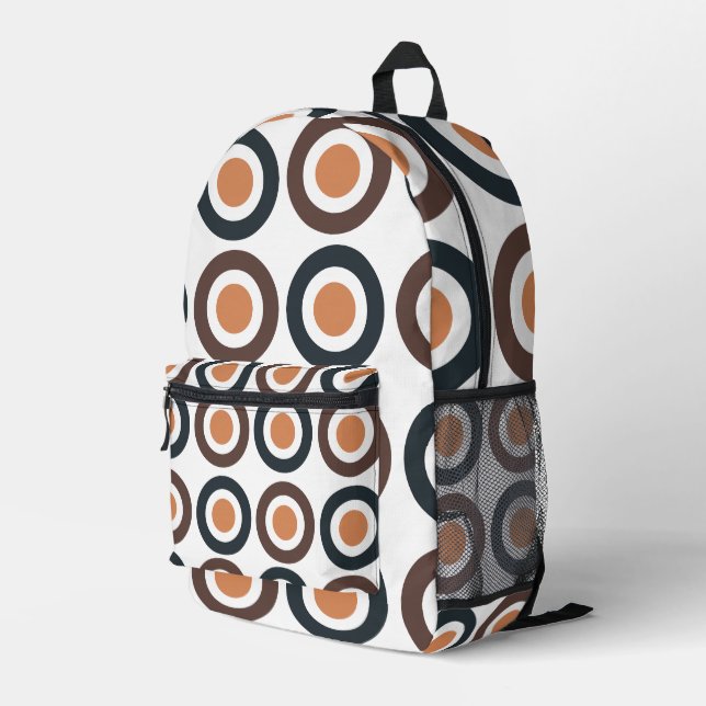 Colourful Concentric Circles  Printed Backpack (Back Corner Right)