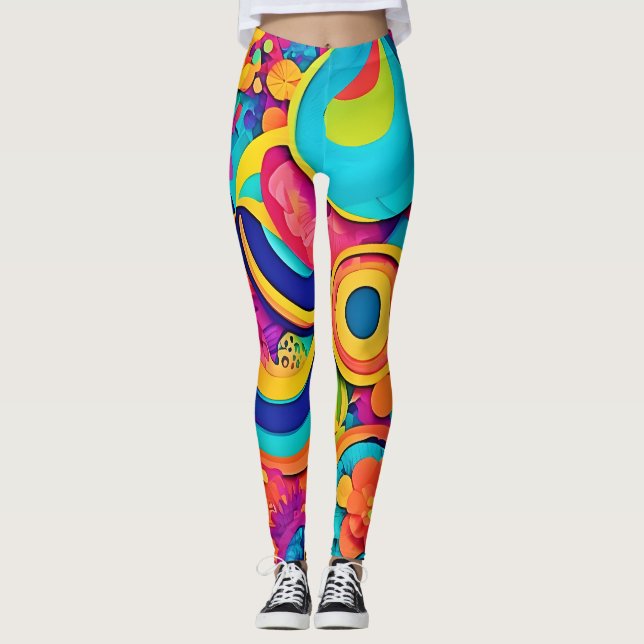  Colourful Concentric Patterns Leggings (Front)