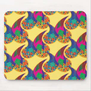 Colourful confetti abstract Paisley Rainbow drops Mouse Pad