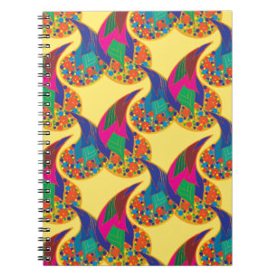 Colourful confetti abstract Paisley Rainbow drops Notebook