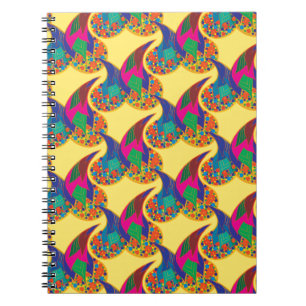 Colourful confetti abstract Paisley Rainbow drops Spiral Notebook