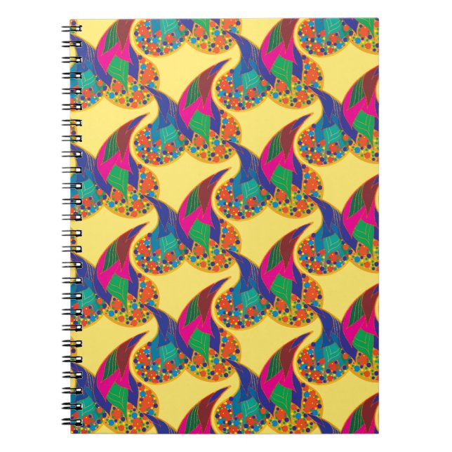 Colourful confetti abstract Paisley Rainbow drops Spiral Notebook (Front)