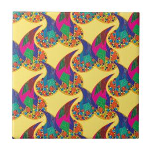 Colourful confetti abstract Paisley Rainbow drops Tile