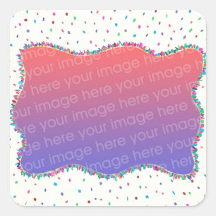 Colourful Confetti Add Photo Birthday Stickers