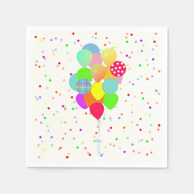 Colourful Confetti and Balloons Children’s Birthda Napkin (Front)