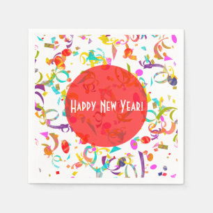 Colourful Confetti Art All Occasion Red Template Napkin
