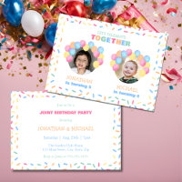 Colourful Confetti Balloon Photo Dual Birthday