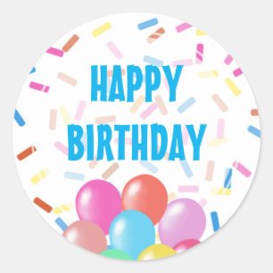 Colourful Confetti & Balloons Happy Birthday Boy  Classic Round Sticker