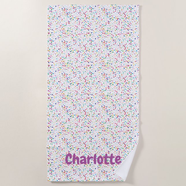 Colourful confetti beach towel (Front)